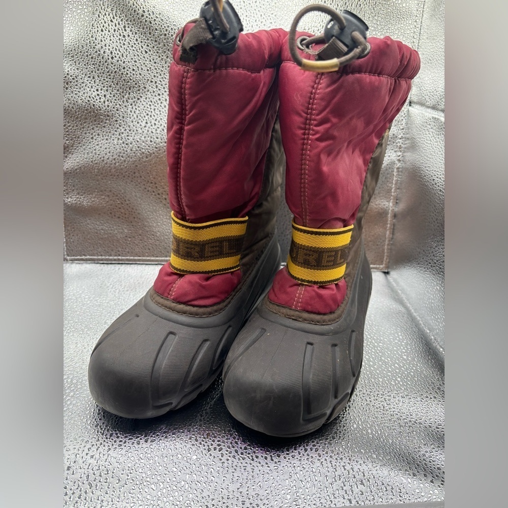 SOREL Cub Youth Kids Brown Maroon Insulated Waterproof Winter Snow Boots Size 1